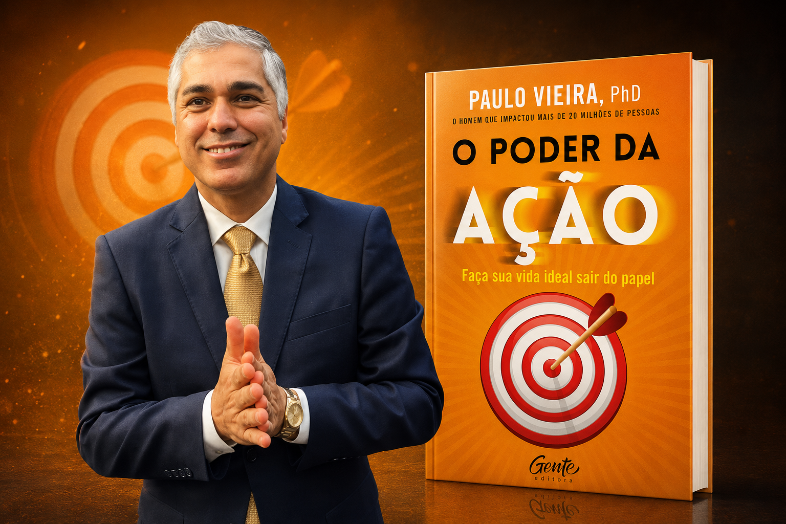 Juliano Silva com o livro O Poder da Ação, de Paulo Vieira